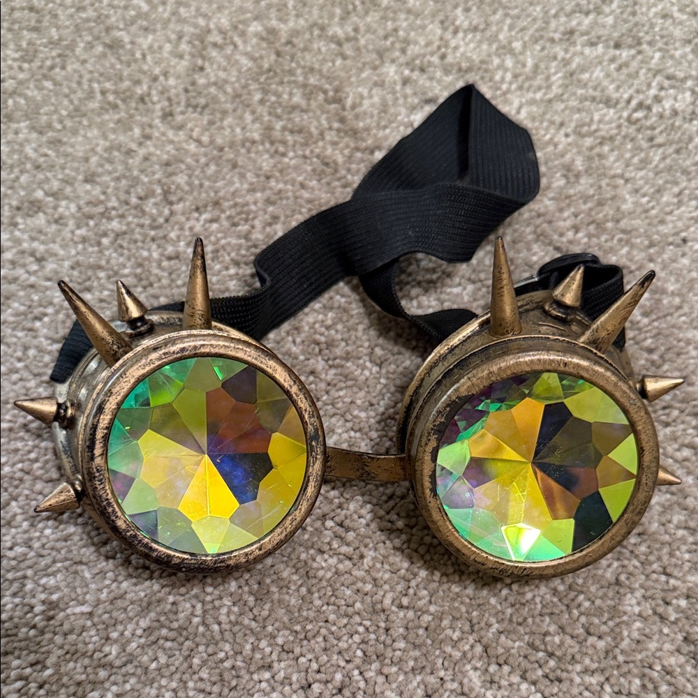 Bronze Steampunk Spiked Kaleidoscope Goggles Glasses Costume Accessory
